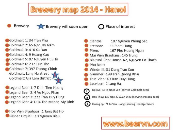 Hanoi beer map